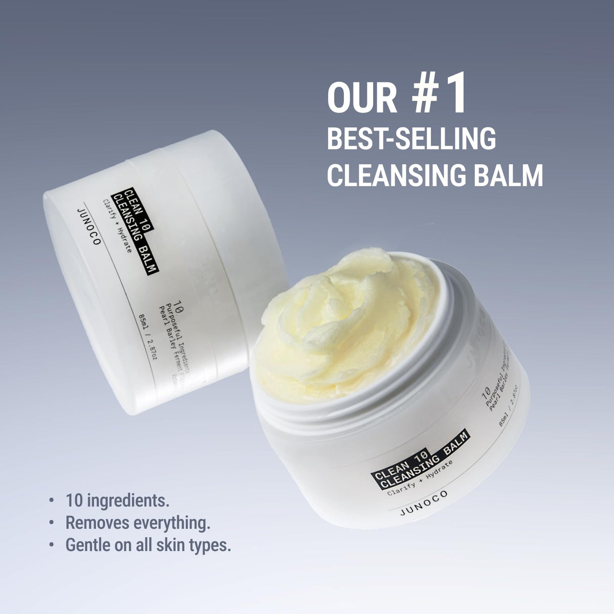 JUNO & Co. balm warming between hands to show silky oil conversion and easy spreadability