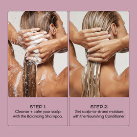 Jupiter shampoo foam and serum droplets illustrating lightweight texture