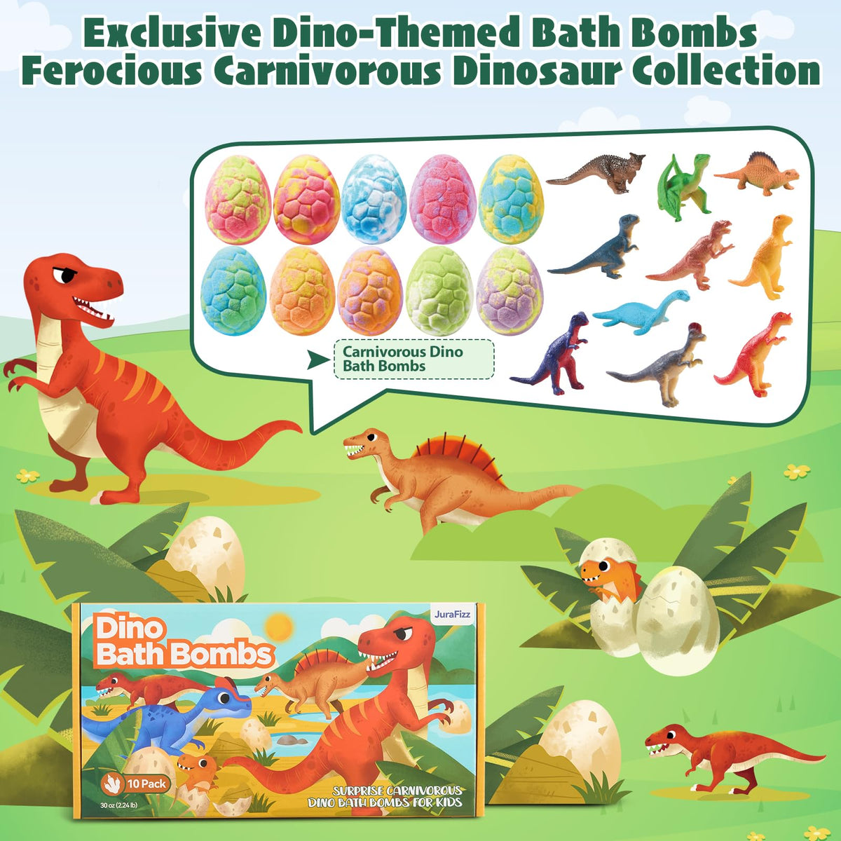 JuraFizz dino egg fizzing in bathtub releasing color and scent for playful baths