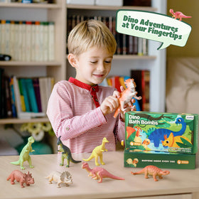 childs hand next to JuraFizz toy to show scale, helps parents assess toy size