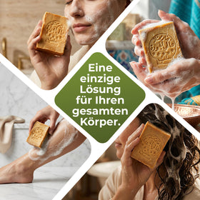 JUSIZA soap bar next to ruler, size comparison and travel-friendly thickness