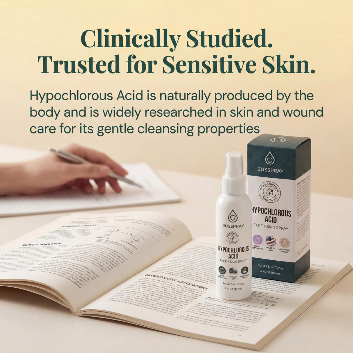 jusspray mist on face application for soothing post-cleanse comfort