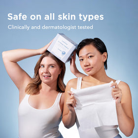 JUST CLEAN SKIN dual-sided towel detail demonstrating smooth and textured benefit