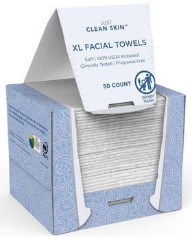 JUST CLEAN SKIN front packaging showing 50-count and XL benefit