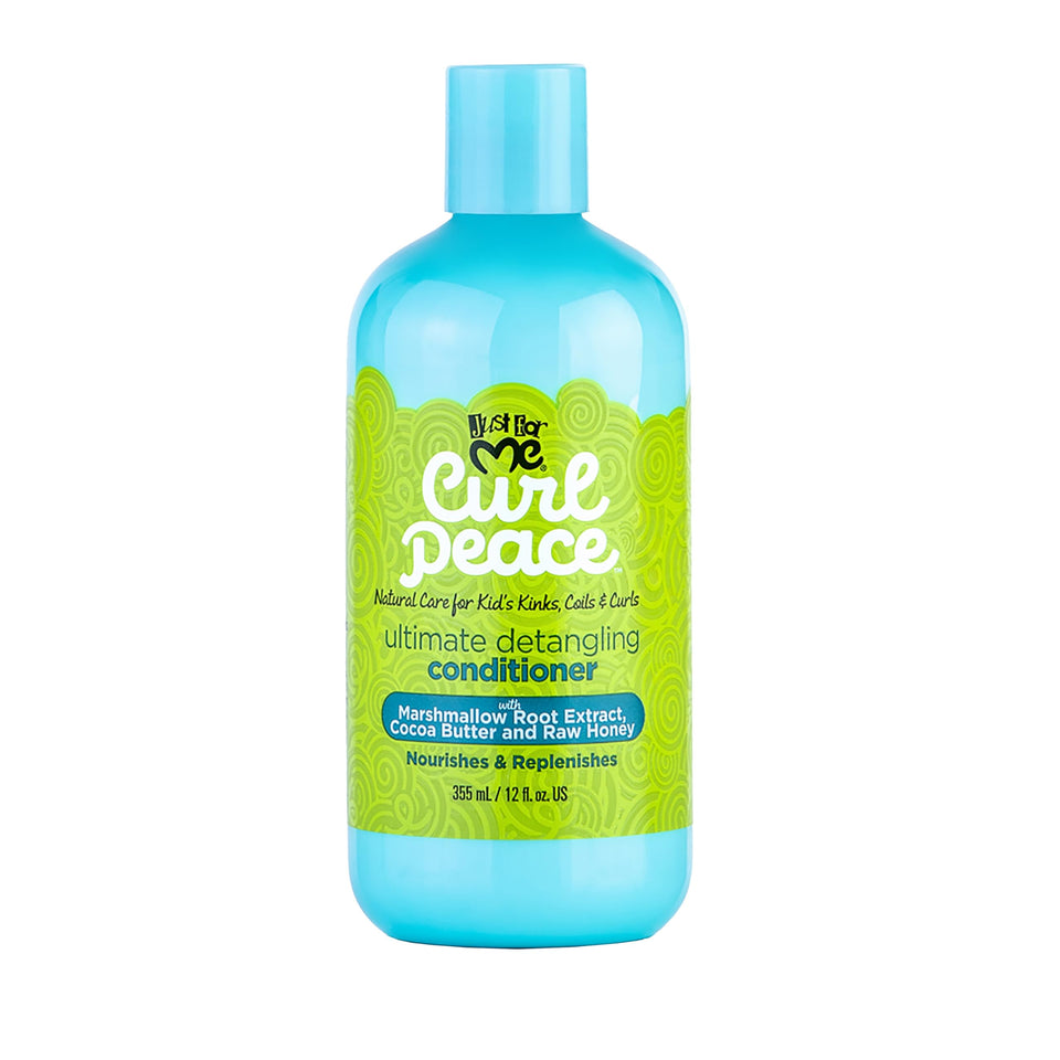 Just For Me Curl Peace front bottle showing label and benefits