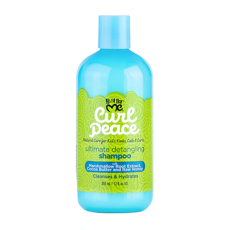 Just For Me Curl Peace front packaging showing two bottles and product benefits