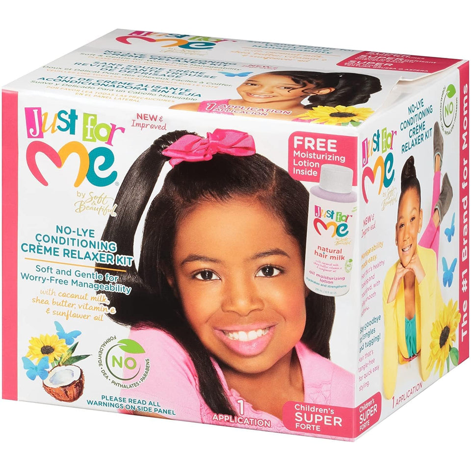 Just For Me front pack relaxer kit showing included items and easy styling benefits