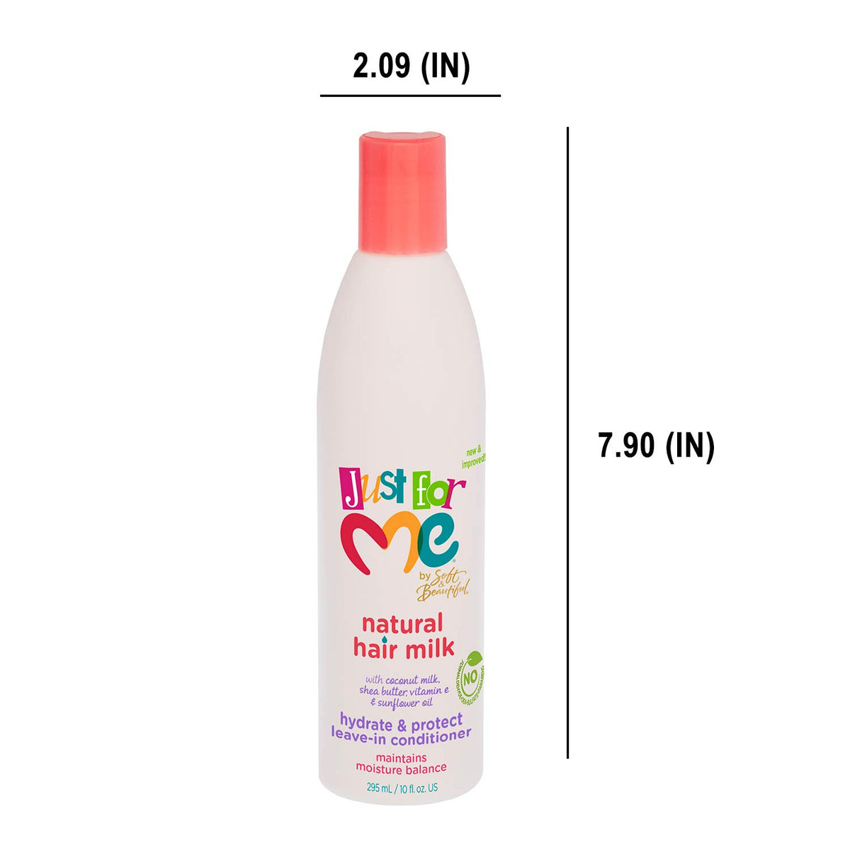 Just For Me size comparison 10 oz bottle beside common items to show scale