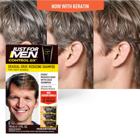 Just for Men Control GX before and after showing gradual grey reduction benefit