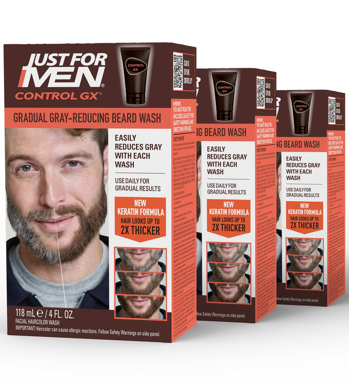 Just for Men Control GX front packaging showing product benefits and volume