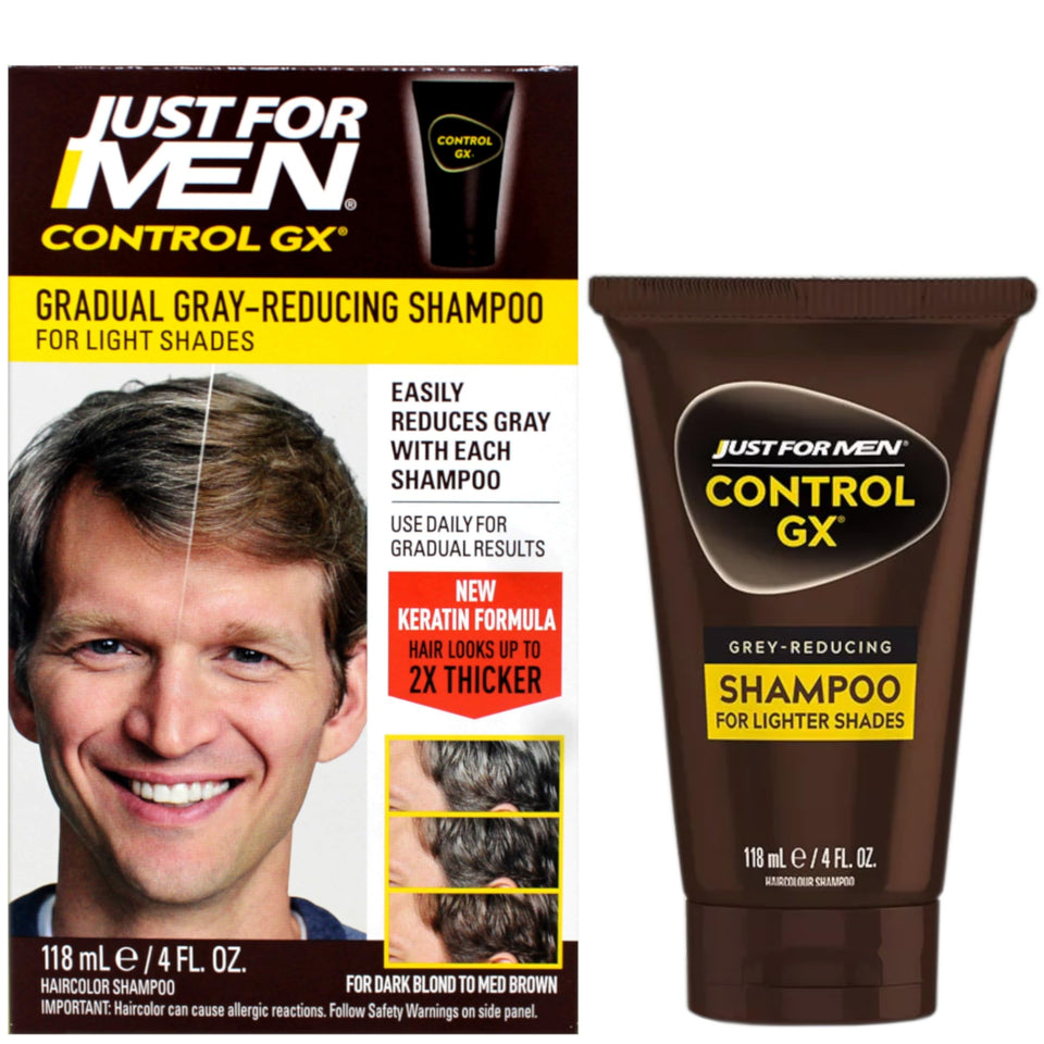Just for Men Control GX front packaging shows product and color variant benefit