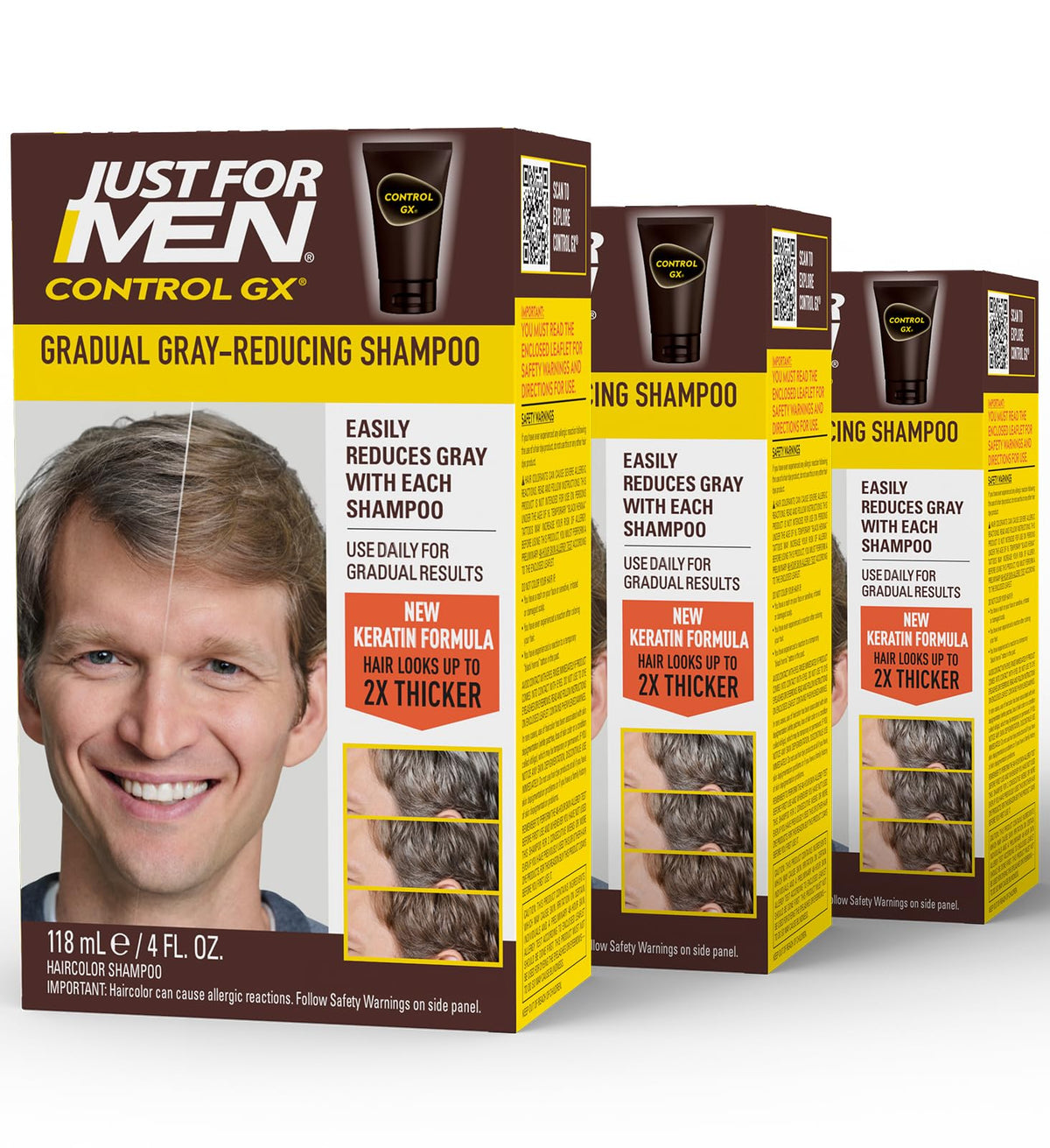 Just for Men Control GX front bottle showing label and benefits