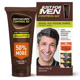 Just for Men Control GX front pack showing bottle and label with product benefit