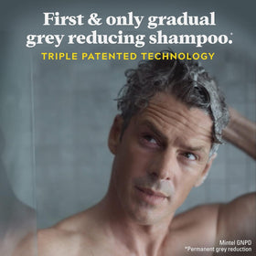 Just for Men Control GX being applied in shower for easy grey-reducing routine