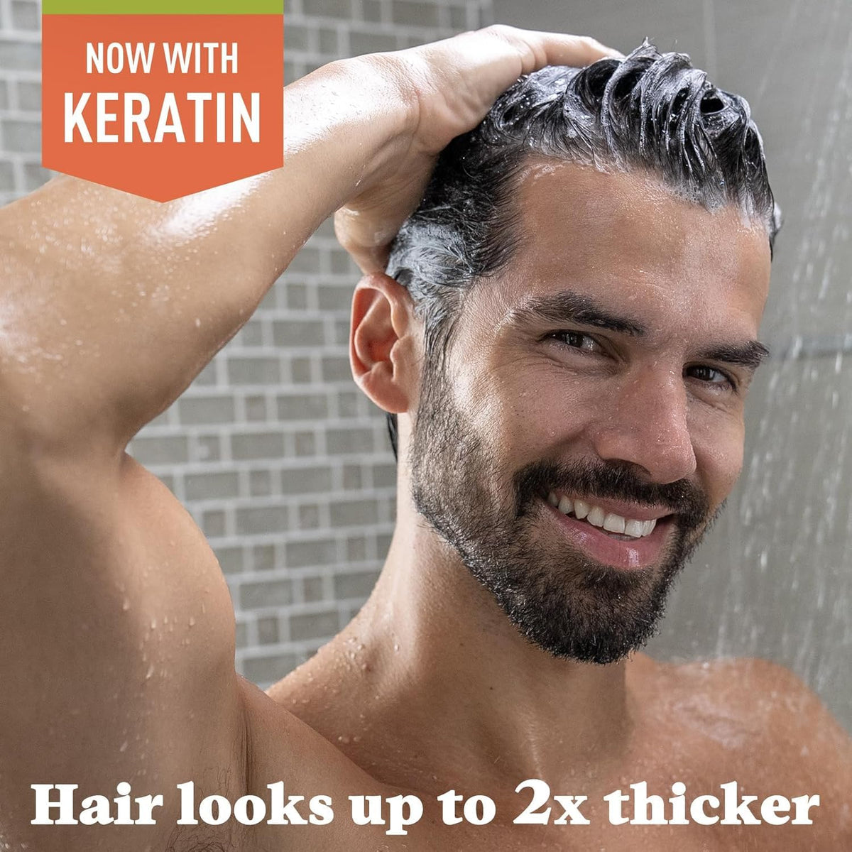 Just for Men Control GX being applied in shower to demonstrate easy daily use