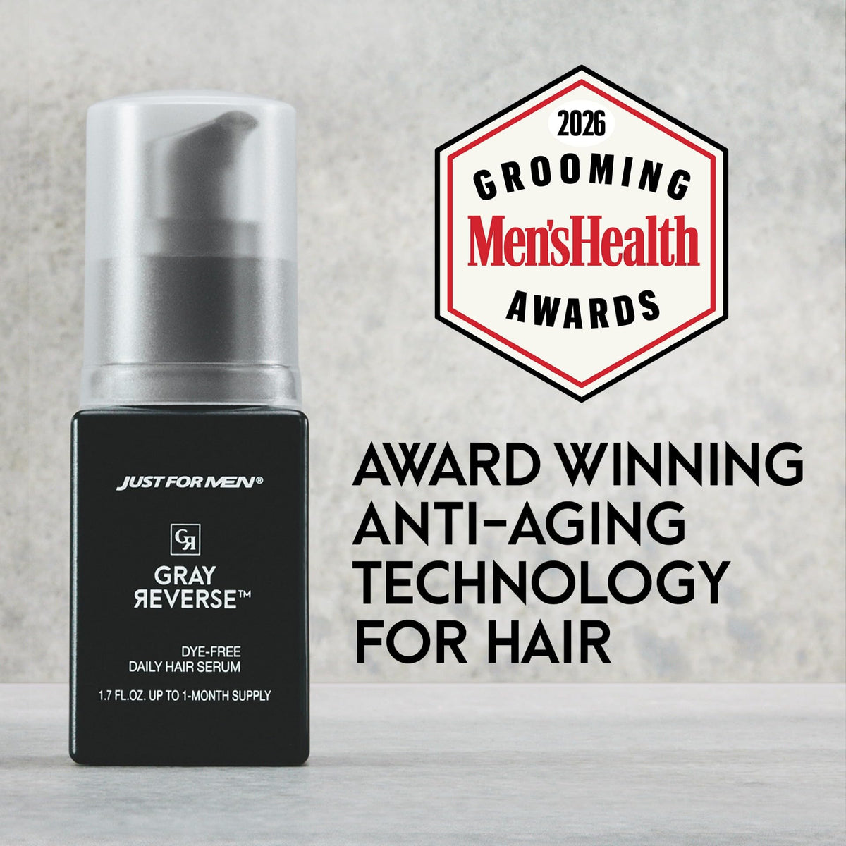 Just for Men texture of serum on hand showing lightweight feel and absorption benefit