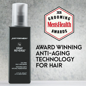 Just for Men serum texture drop illustrating lightweight, non-greasy finish