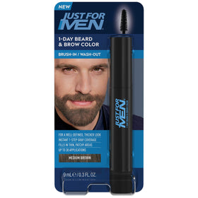 Just for Men front packaging in medium brown showing product and benefits