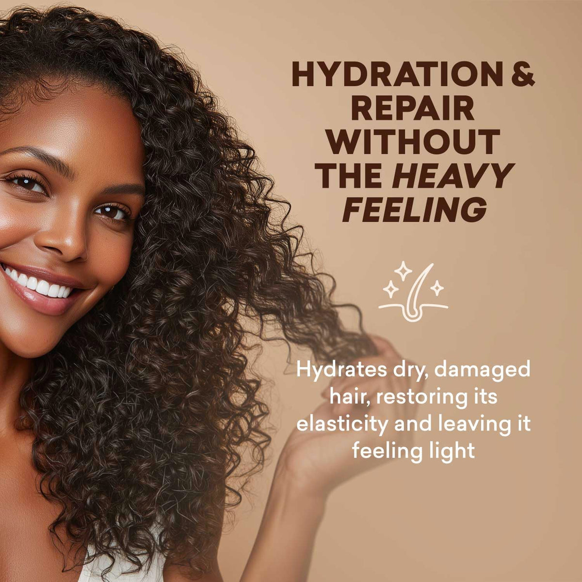 Just Nutritive before and after frizz control example showing smoother shine