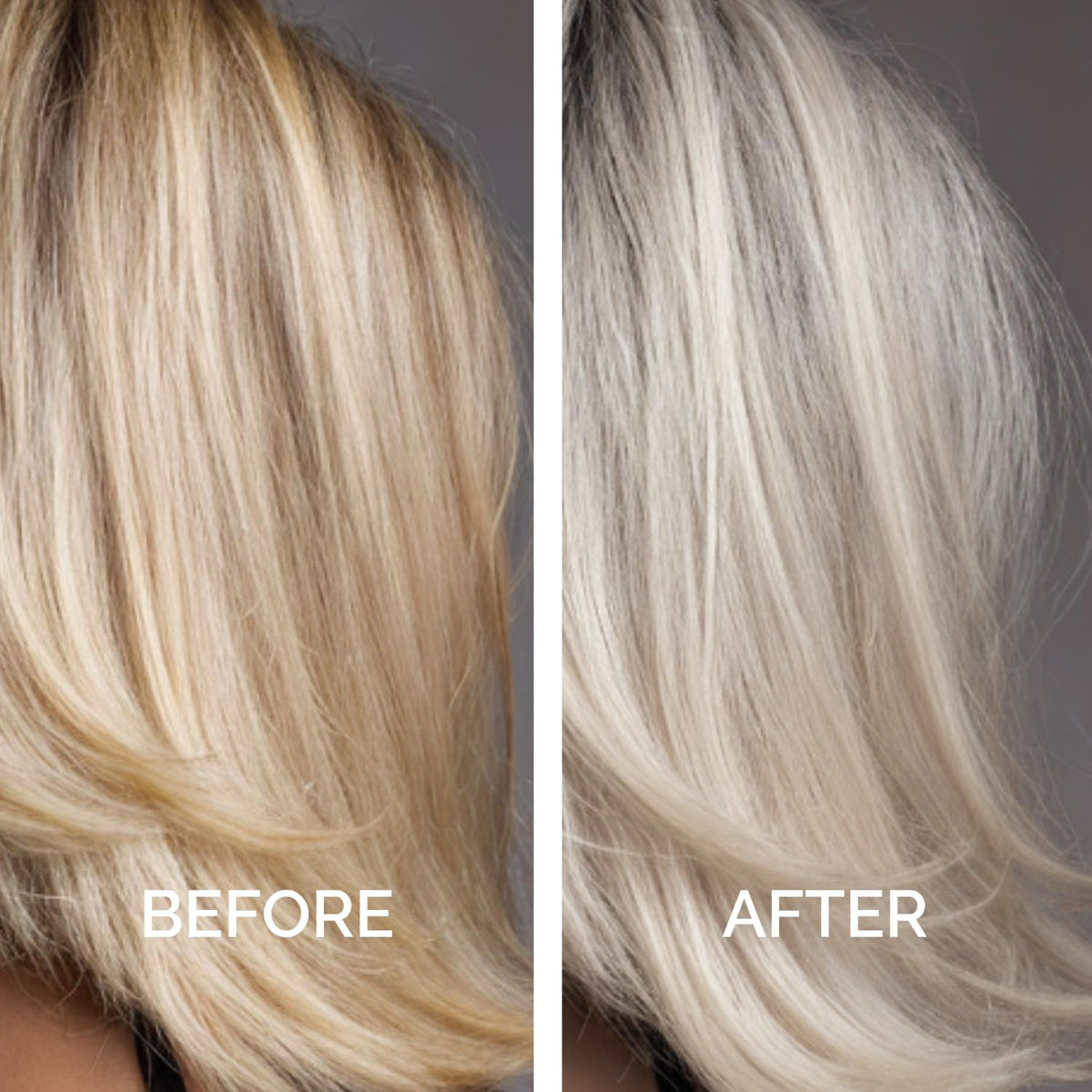 Just Nutritive before and after hair comparison reducing brassiness and shine