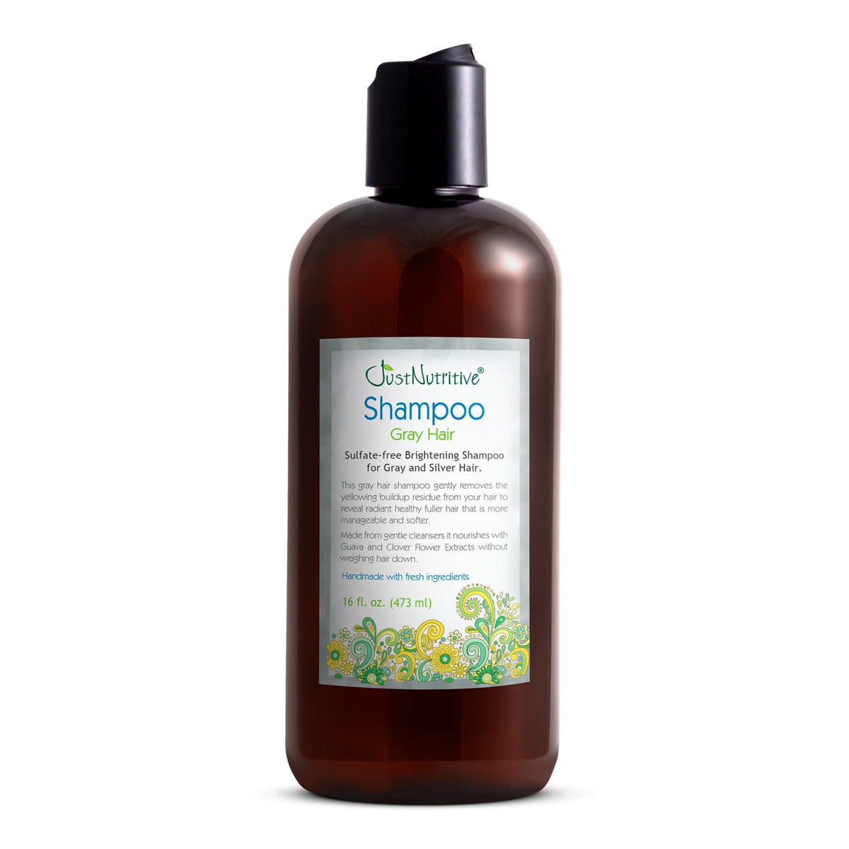 Just Nutritive front bottle view showing purple-toned shampoo, promotes tone correction