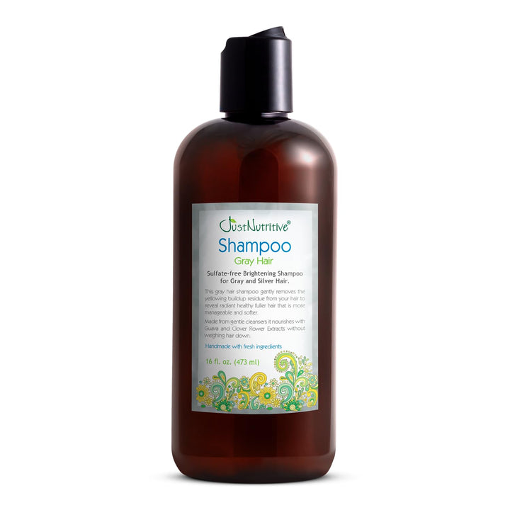 Just Nutritive front bottle view showing purple-toned shampoo, promotes tone correction