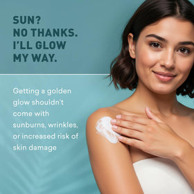 Just Nutritive applying lotion with mitt for streak-free results