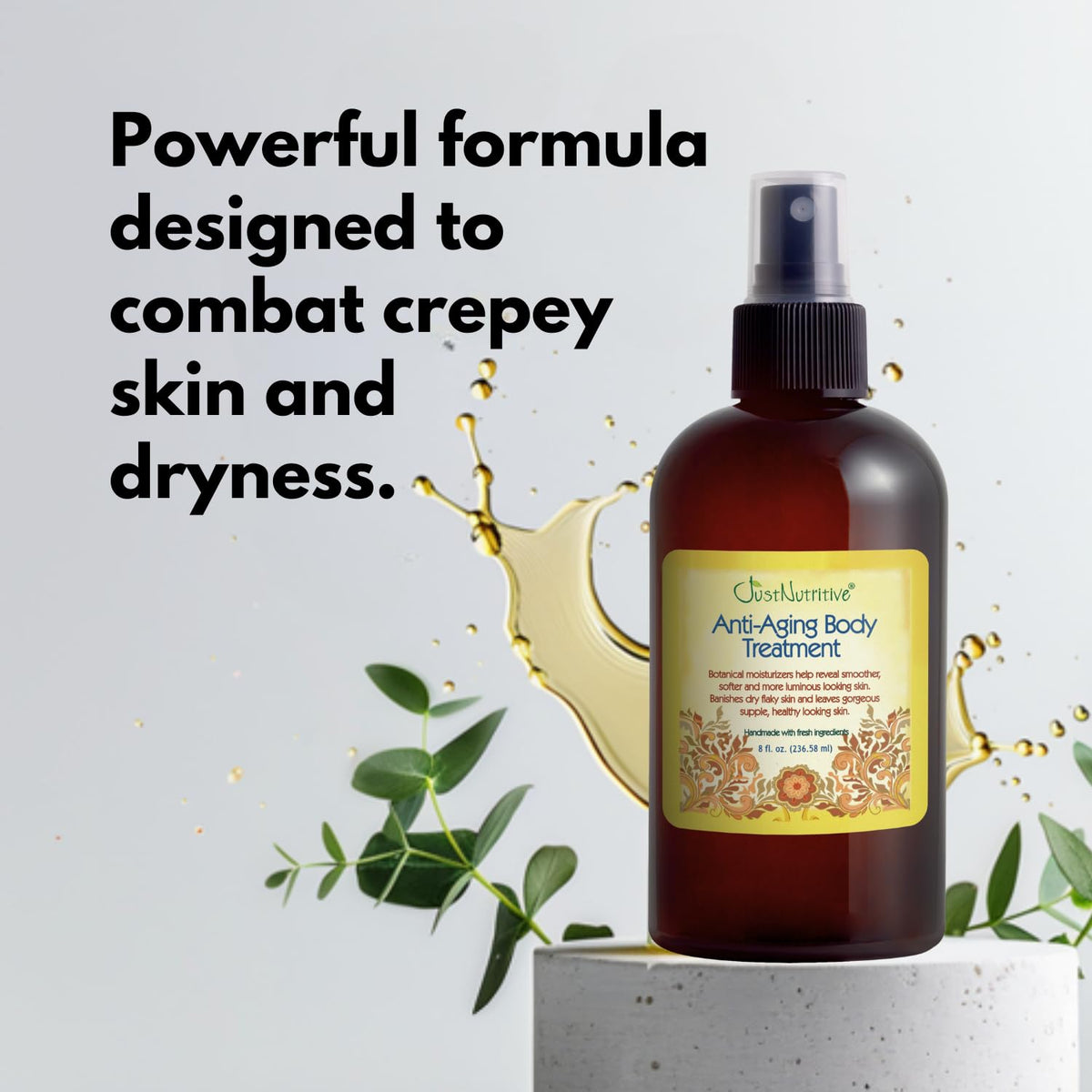 Just Nutritive pump and label detail highlighting ingredients and usage