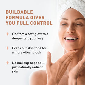 Just Nutritive applied to cheek demonstrating even, streak-free facial bronze