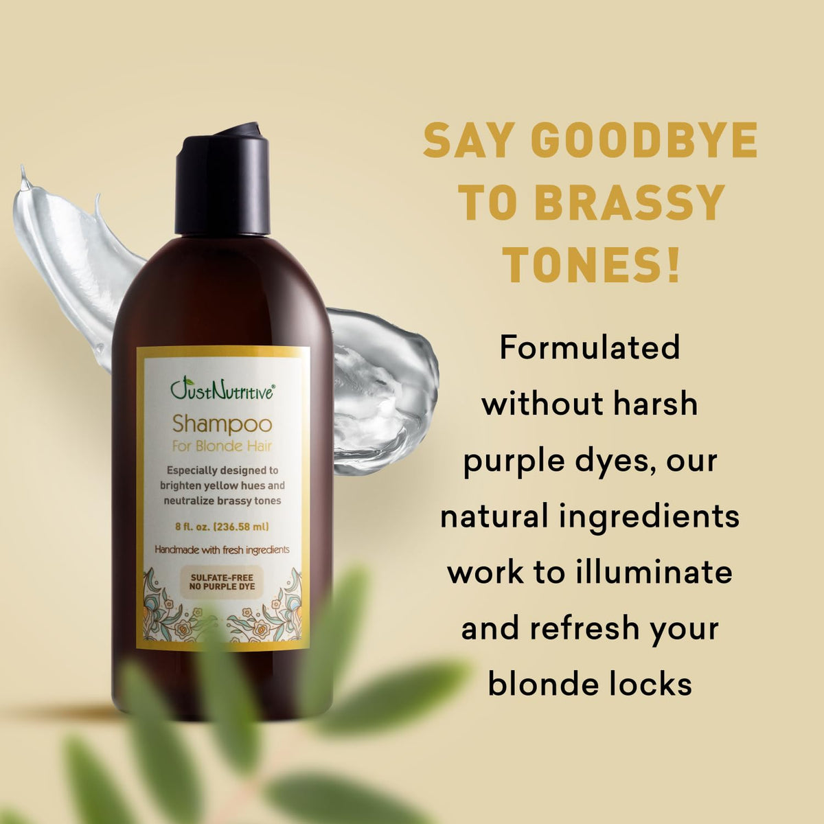 Just Nutritive creamy shampoo lather demonstrating sulfate-free foam
