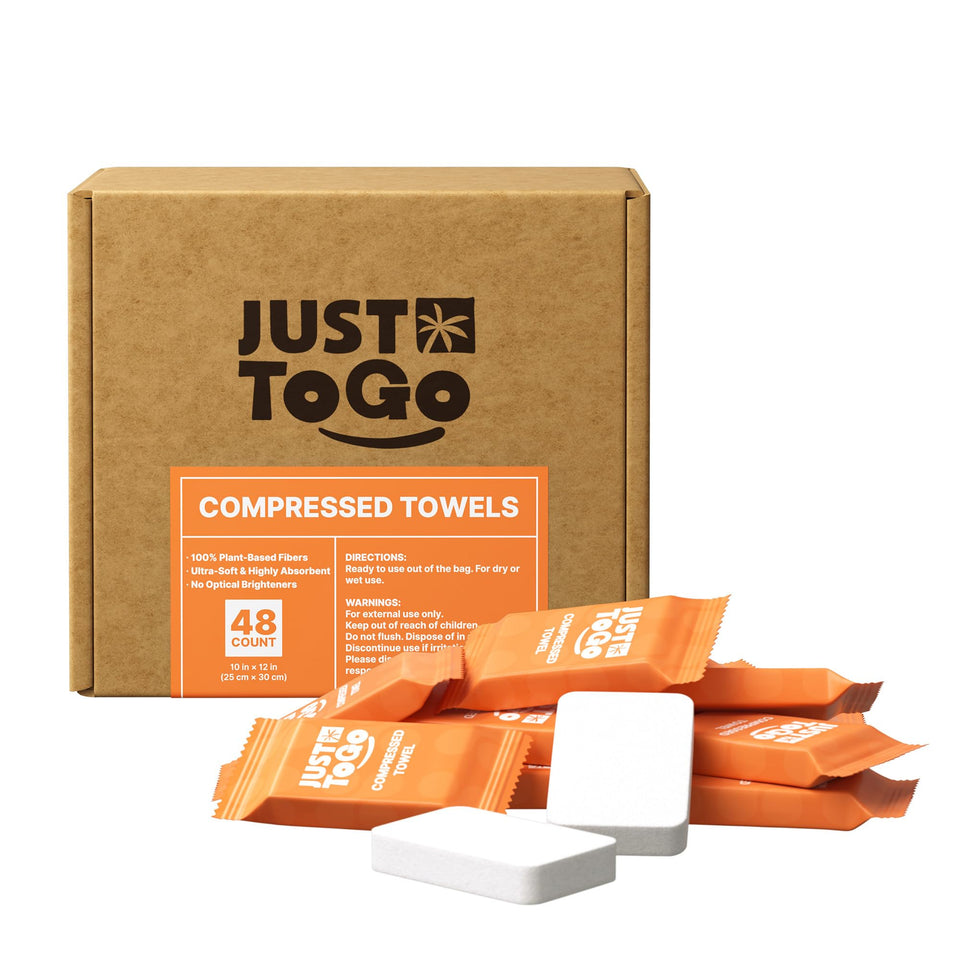 Just To Go front packaging showing 48-count compact pack and benefits