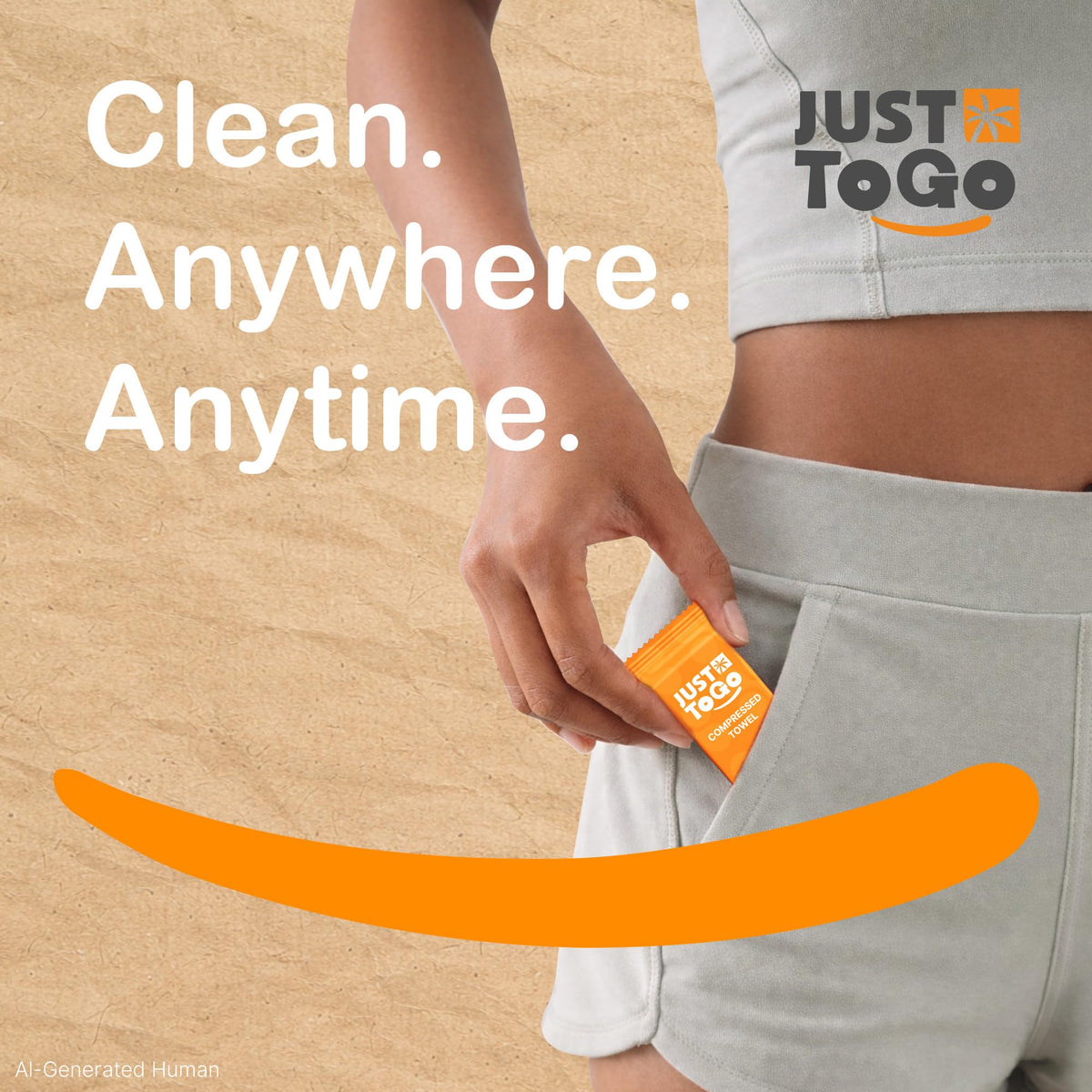 Just To Go towel activating with water to display quick expansion