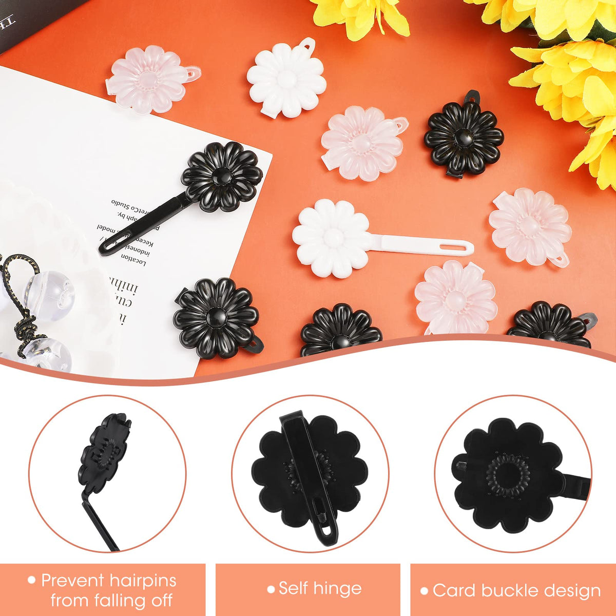 Jutom flower-shaped clip detail highlighting smooth edges and finish