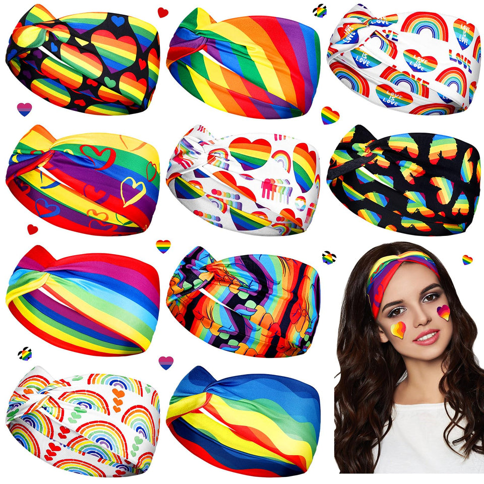 Jutom front packaging showing ten rainbow headbands and bulk value