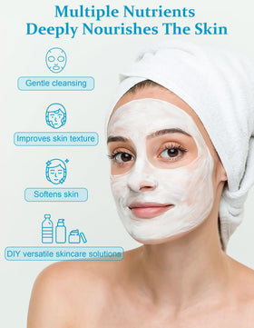 Model applying Jutqut pearl paste to face showing even coverage and at-home facial use