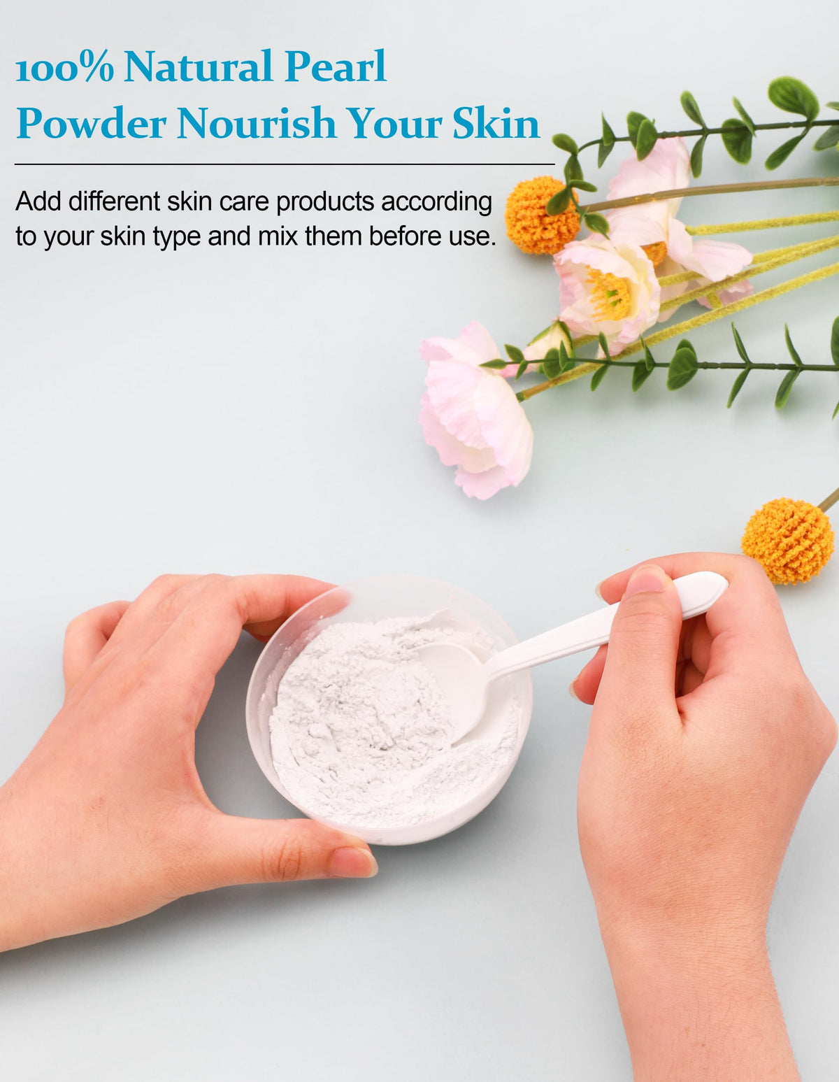 Bowl with Jutqut pearl powder mixed into paste demonstrating easy blending and consistency