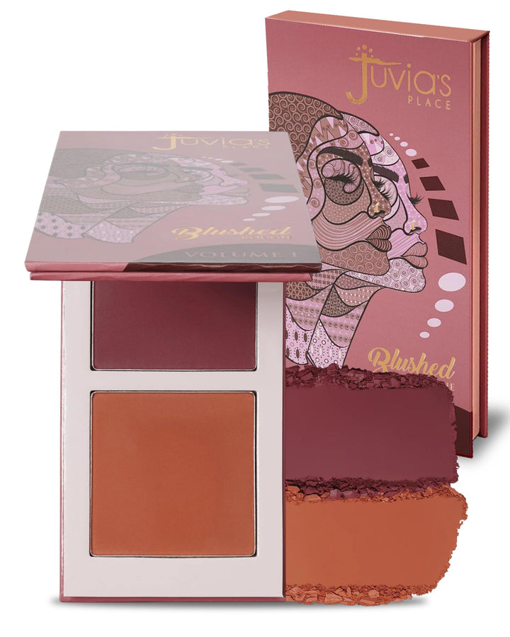 Juvia's Place compact front view showing two complementary blush shades and compact design