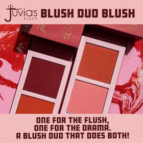 Juvia's Place applied on model cheeks illustrating natural matte flush and contour