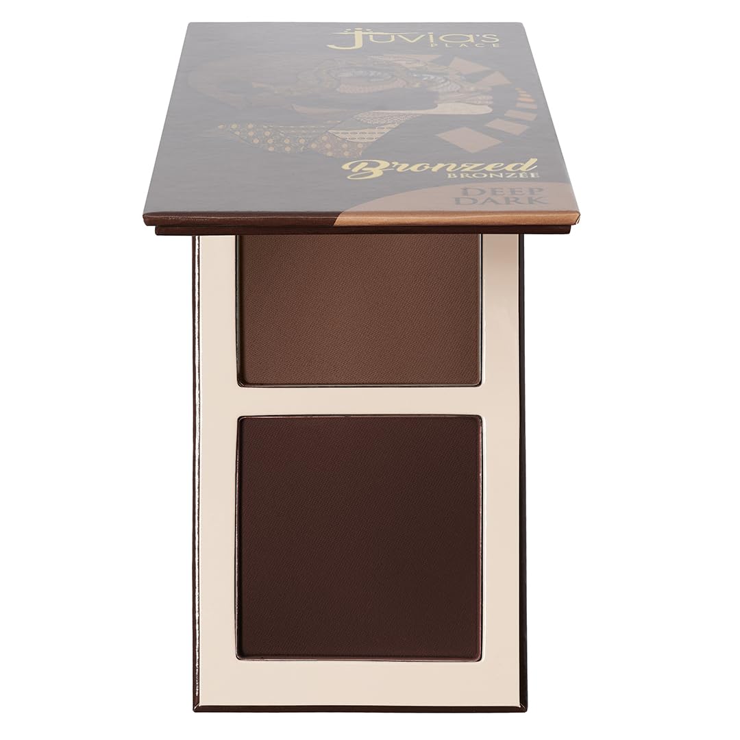 Juvia's Place bronzed duo front compact showing packaging and compact design benefit
