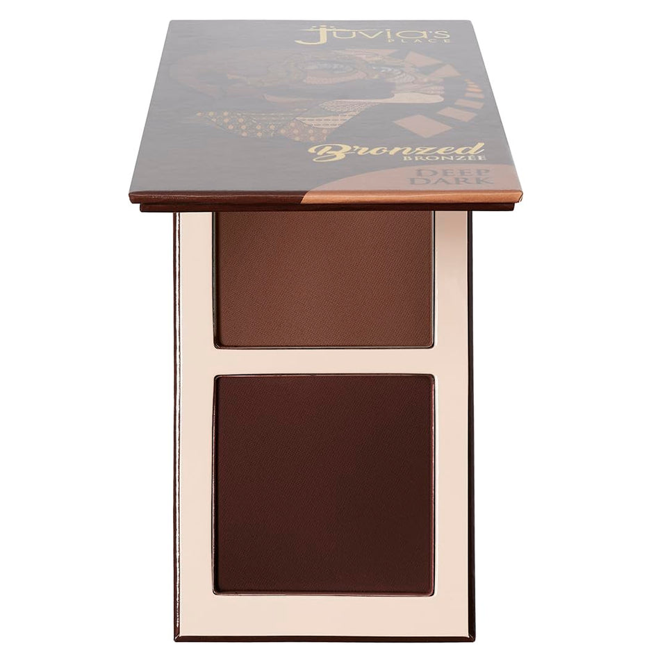Juvia's Place bronzed duo front compact showing packaging and compact design benefit