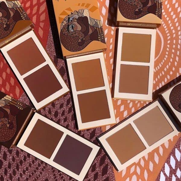 Juvia's Place bronzed duo with brush applying product for natural contouring benefit