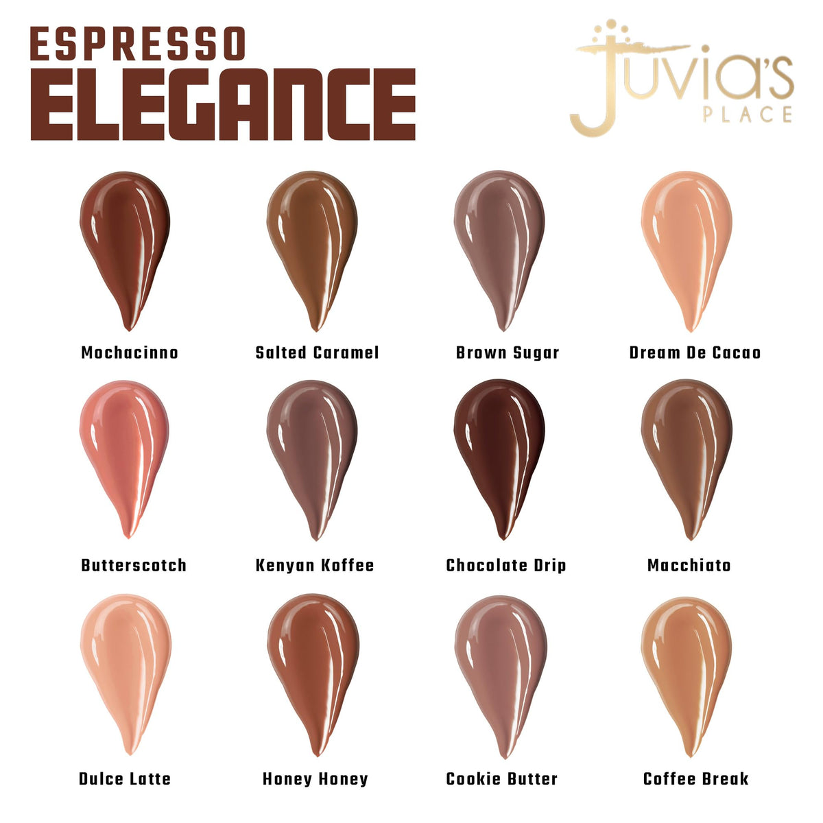 Juvia's Place texture swirl highlighting glossy, non-sticky formula benefit