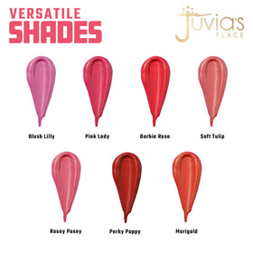 Juvia's Place swatch on arm displaying buildable pink pigment and sheen