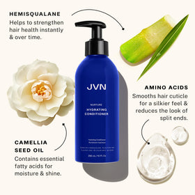 JVN conditioner cream texture on hand demonstrating lightweight hydration and smoothness