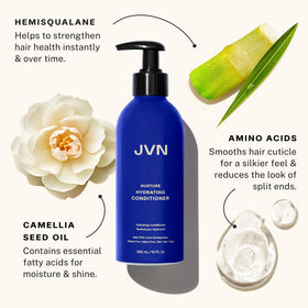 JVN Nurture back label highlighting ingredients and safe formulation benefits