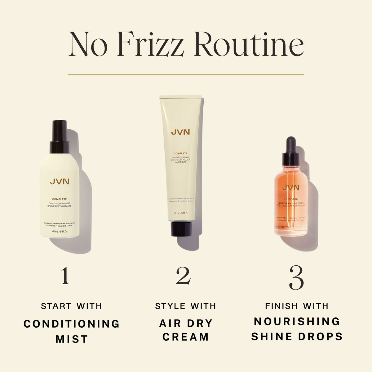 JVN bottle next to hand showing 5 fl oz size for travel convenience