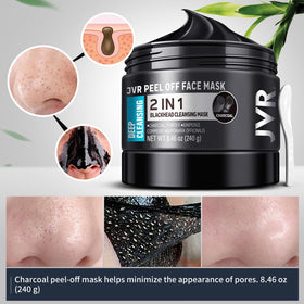 JVR mask jar in hand to show scale, travel-ready convenience benefit