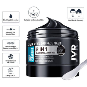 JVR open jar showing smooth charcoal texture, easy application benefit