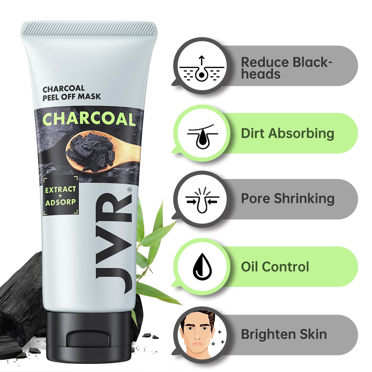 JVR charcoal texture close-up highlighting smooth spreadability benefit