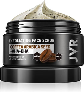JVR face scrub front jar showing clean packaging and size benefit